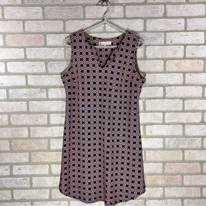 Jude Connally Allison Sleeveless B Neck Shift Dress in Red and Blue Print Size S